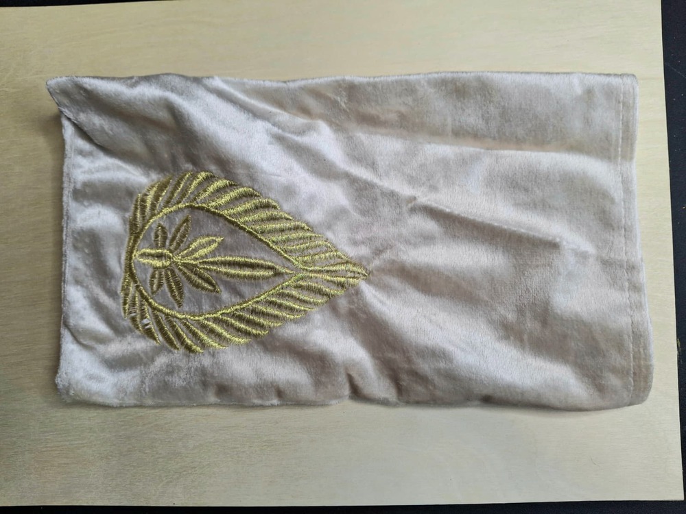 Cream Velvet Bag with Gold Leaf Embroidery